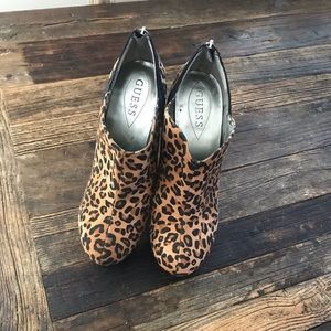 GUESS- *ONA* Leopard Print High Heel Ankle Boots